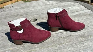 Market & Spruce Burgundy Faux Suede‎ Odeya Bootie Inner Ankle Zipper size 6 wide thumbnail 1