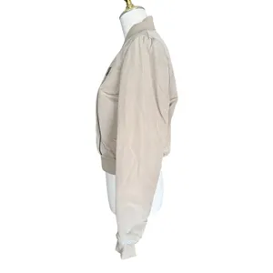ALO Yoga Off Duty Bomber Jacket Small Gravel Taupe Down Puffer Cropped Womens thumbnail 5