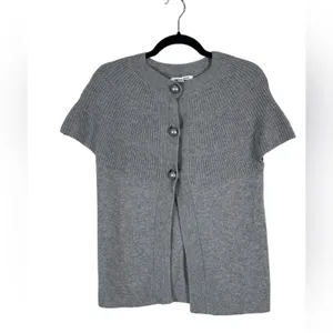 Alice & Olivia Grey Cashmere Y2K Sweater Womens S Chunky Buttons Fall Cardigan thumbnail 2