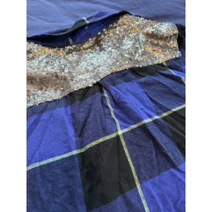 Arizona Jean Co Blue Black Plaid Sequin Back Button Down Flannel Shirt Large thumbnail 12