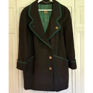 Julius Lang Vintage 100% new wool black and green peacoat 40 thumbnail 11