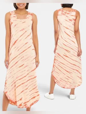 NWOT WONDERLY Orange/Amber Tie-Dye‎ Maxi Tank Dress, Large thumbnail 2