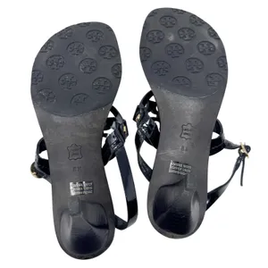 Tory Burch Miller Kitten Heel Sandal Black Patent Leather Slingback Size 8 thumbnail 7