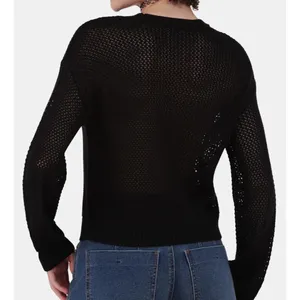 No Boundaries Womens Sweater Size S Black Soot Heart Mesh Open Knit Gothcore thumbnail 3