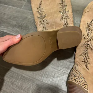 Sugar Kammy Bling Boots Rhinestone Pull On Western Boot Tan Size 11 thumbnail 5