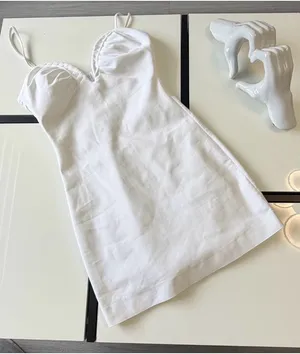 Zara White Deep V-Neck Pleated Bust Mini Dress Size S thumbnail 6