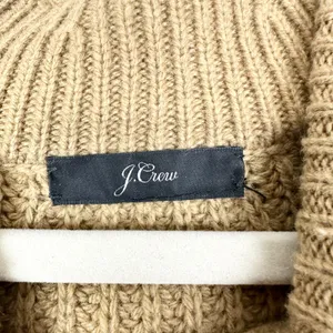 J Crew Women's Pom Pom Cable Knit Sweater Size Large Lambswool Blend Camel thumbnail 4