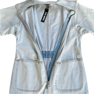 NWT Steve Madden Eira Denim Jumpsuit Stone Wash Blue Size XS Retail $129.00 thumbnail 8
