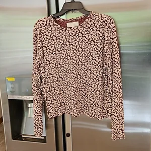 💕THE GREAT💕 The Long Sleeve Sleep Tee ~ Maroon Shadow Floral Size 3 Large NWT thumbnail 6