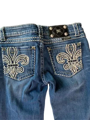 Miss Me Skinny Bedazzled Glam Fleur De Lis Jeans JP5109SK-2 size 27 thumbnail 2