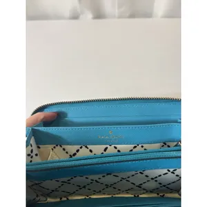 Kate Spade Newbury Lane Turquoise Zip‎ Around Leather Long Wallet~EUC thumbnail 3
