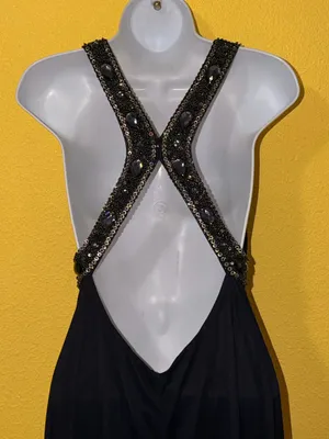 Xscape Black Halter Maxi Dress with Beaded Waist thumbnail 10