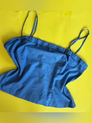 Vintage 90s Y2K Solid Blue Cropped Tank Top Size 14 thumbnail 8