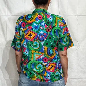 Nicola Green Geometric Vintage Button Down Sz 10 thumbnail 11