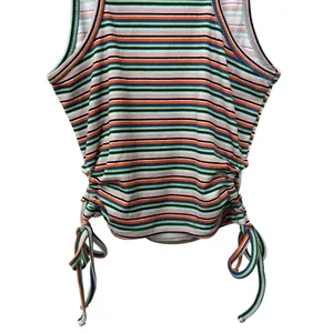 Freshman Tank Top Sleeveless Drawstring Side Ribbed Striped Multicolor W XS NWOT thumbnail 8