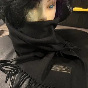 100% Cashmere Black Fringe Scarf Unisex thumbnail 6
