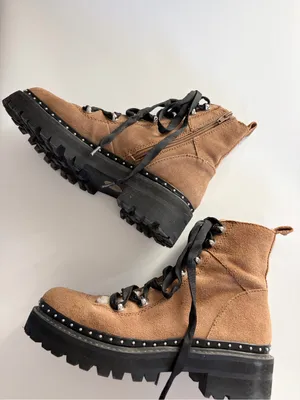 Steve Madden Rainier Chestnut Brown Suede Leather Chunky Boots Size 8 thumbnail 7