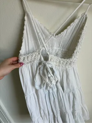 Aerie White Woven Textured Mini Sundress thumbnail 7