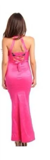 💐🟡Fuchsia Pink Beaded Front Gown/Medium thumbnail 1