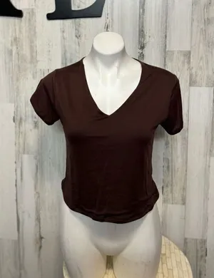 Brown v neck top thumbnail 1