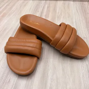 Seychelles Low Key Puff Slide Sandals Womens 11 Brown Excellent Leather Flat thumbnail 2