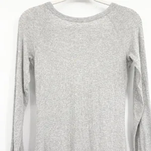 Aerie Womens Grey Ribbed Long Sleeve Low Back Bodycon Lounge Maxi Dress Size M thumbnail 4