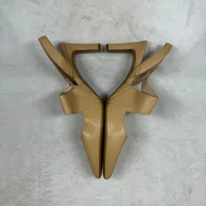 Calvin Klein Tan Leather Pointed Toe Slingback Asymmetrical Strap Heels 9.5‎ thumbnail 10