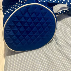 Blue Quilted Duffle Bag with Polka Dot Bows thumbnail 5