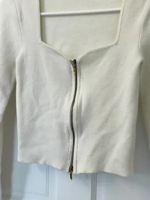 Abercrombie & Fitch White Zip Up Long Sleeve Shirt thumbnail 4