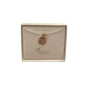 New Women’s or Girls Silver Plated 2 Charms Heart ❤️ & Faux Diamond 💎Necklace🤩 thumbnail 2