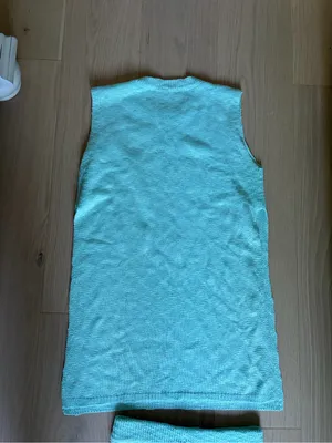 Uaneo 2 Piece Outfit Summer Knit Sweater Set Sleeveless Tunic top and short teal thumbnail 11