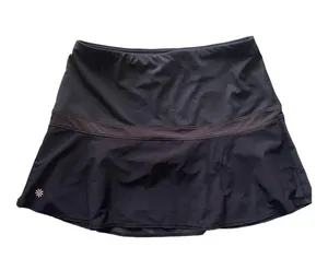 Athleta -BLACK ATHLETIC SKORT-SIZE SMALL Athletic black skort, lined mesh hen, no slip shorts, excellent condition Measurements: Waist: side to side 15-18 inches Length: waistband to bottom 14 inches thumbnail 1