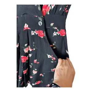 FRNCH Paris Dress Women Small Black Red Floral‎ Print Fit And Flare Mini Boho thumbnail 8