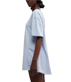 FP Movement Hot Shot Crew Neck Short Sleeve Oversized Patch Pocket V Back Tee Romper Color Steel NWT Size Small thumbnail 3