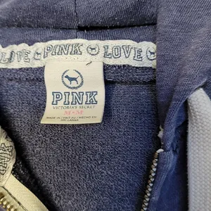 PINK - Victoria's Secret zip up hooded hoodie blue sweatshirt sz Medium thumbnail 5