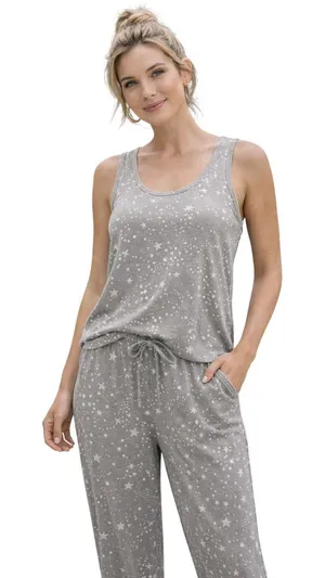 Eddie Bauer Star Print Pajama Set Tank & Pants Small Constellations thumbnail 1