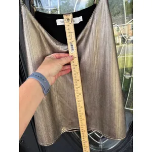 Bishop + Young Gold Silver Metallic Pleated V-Neck Camisole Cami Top Size Medium thumbnail 12