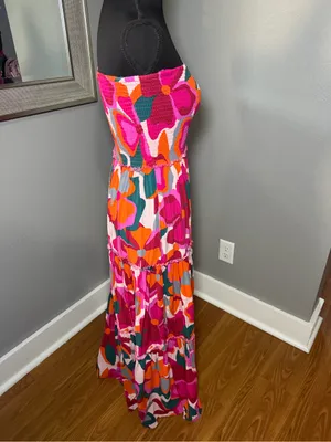 Abel The Label x Anthropologie floral strapless smocked maxi dress small thumbnail 5