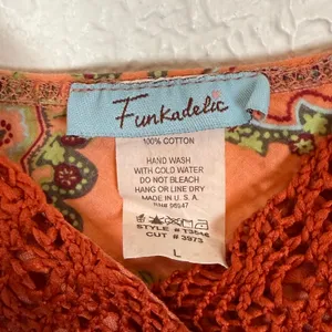 Funkadelic Y2K Boho Crochet Lace Paisley Tank Top Size Large thumbnail 3