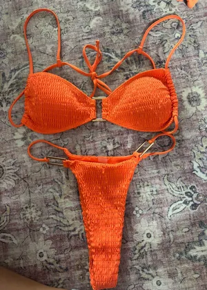 SHEIN Orange Bathing Suit Set  thumbnail 1