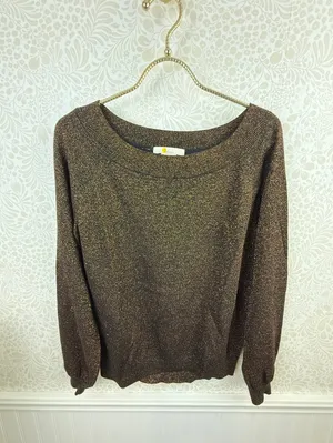 BODEN Mabel Boat Copper Sparkle Wool Relaxed Fit Lightweight Sweater - Size - 4 thumbnail 6