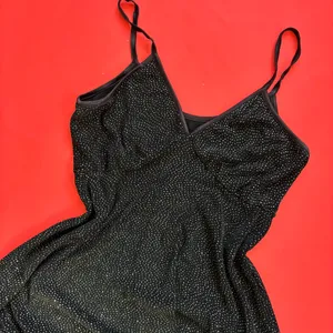 Vintage 90s Black and Silver Sparkle Mini Cocktail Dress thumbnail 2