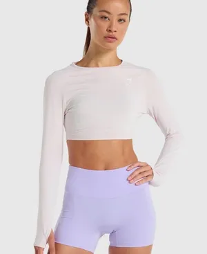 Gymshark Training Long Sleeve Crop Top light green xs gym thumbnail 2