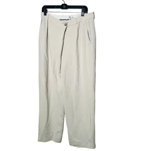 BA&SH Off-White Crepe Pleated Front Zipper Oxford Style Shen Pants Size US 8 thumbnail 4