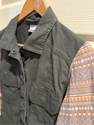 Columbia Safe Green Denim Knit Utility Jacket with Southwestern Aztec print thumbnail 6