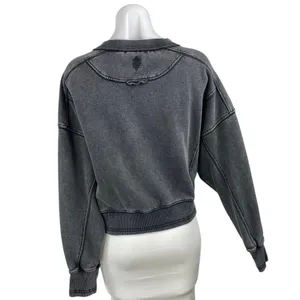 Free People FP Movement Intercept Washed Black Boxy Crop Sweatshirt Top Size M thumbnail 4