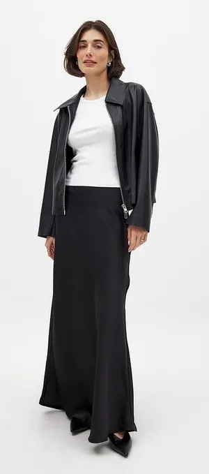 NA-KD Women's Black Satin Floor Length Maxi Skirt Size S/M EU 36 thumbnail 1