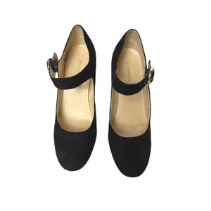Liz Claiborne Savannah Mary Jane Pump Womens 9 Black Faux Suede 3.5" Heel Buckle thumbnail 3
