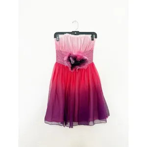 Vintage Betsey Johnson Y2K Pink Ombré Tulle Floral Strapless Mini Dress Size 4 thumbnail 4