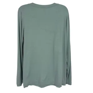 POL V Neck Top Women LG Sage Green Long Sleeve Minimalist Lightweight Capsule‎ thumbnail 3